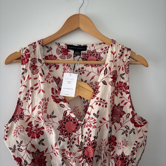 NWT Sanctuary Voil Cream and Red Floral Skirt and Sleeveless Top Matching Set L - Picture 3 of 10